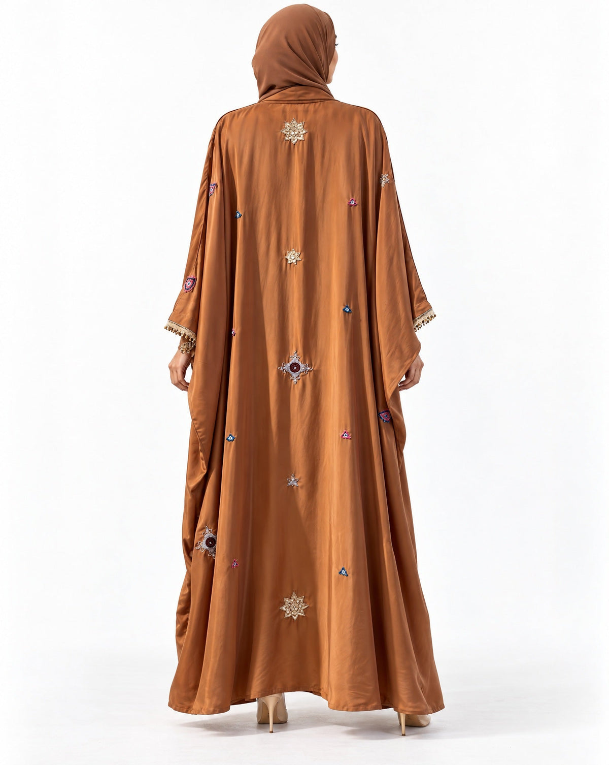 M0913 - Chocolate Washed Silk Abaya - MIRA Y MANO