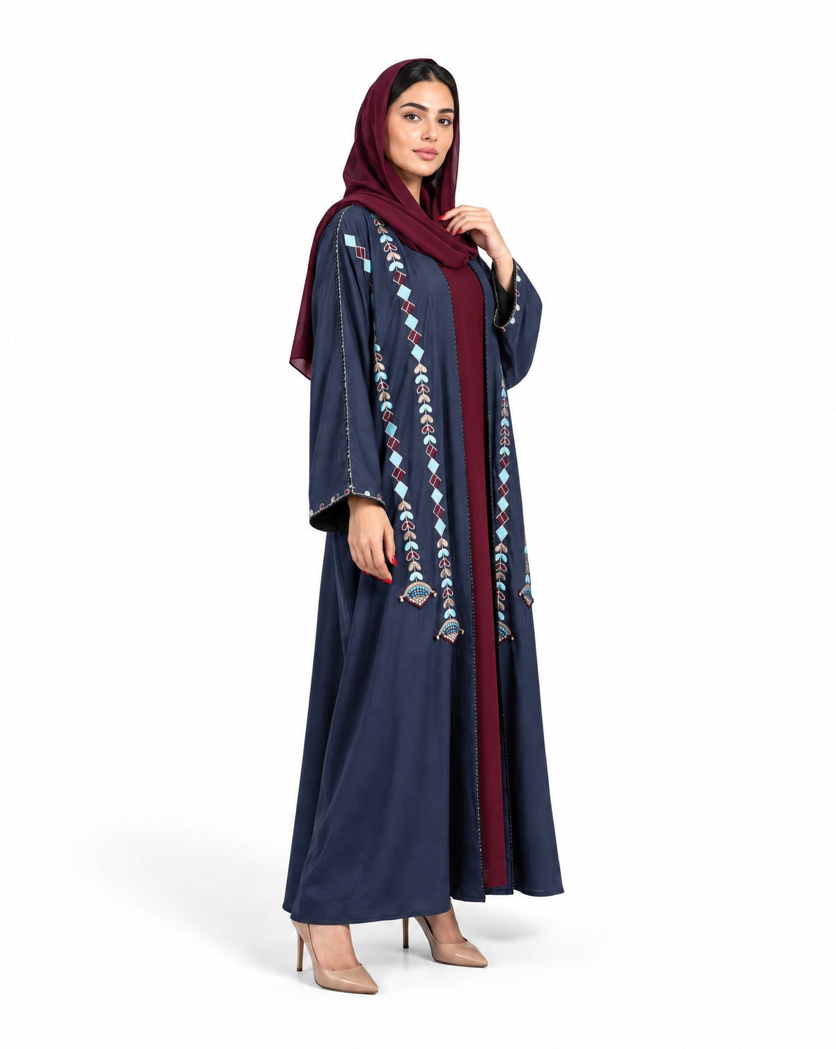 M0915 - Midnight Blue Washed Silk Abaya - MIRA Y MANO