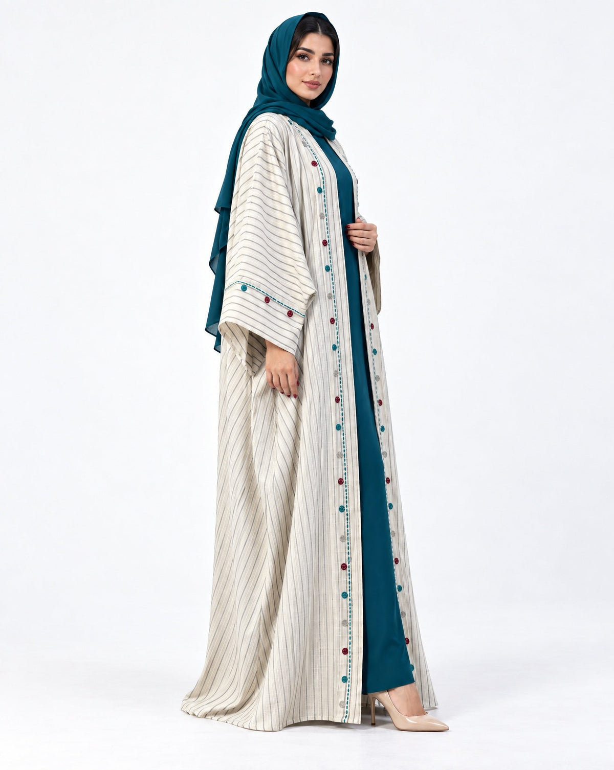 M0918 - Beige Linen Abaya - MIRA Y MANO