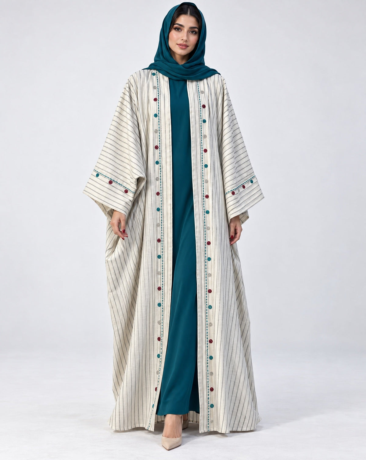 M0918 - Beige Linen Abaya - MIRA Y MANO