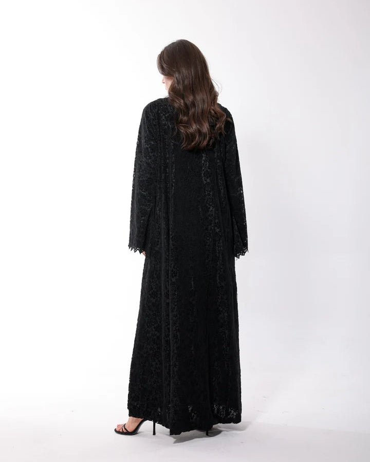 M 091 - Black Velvet Abaya - MIRA Y MANO