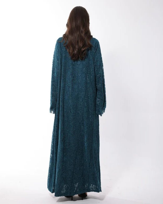 S 088 - Teal Velvet Abaya - MIRA Y MANO
