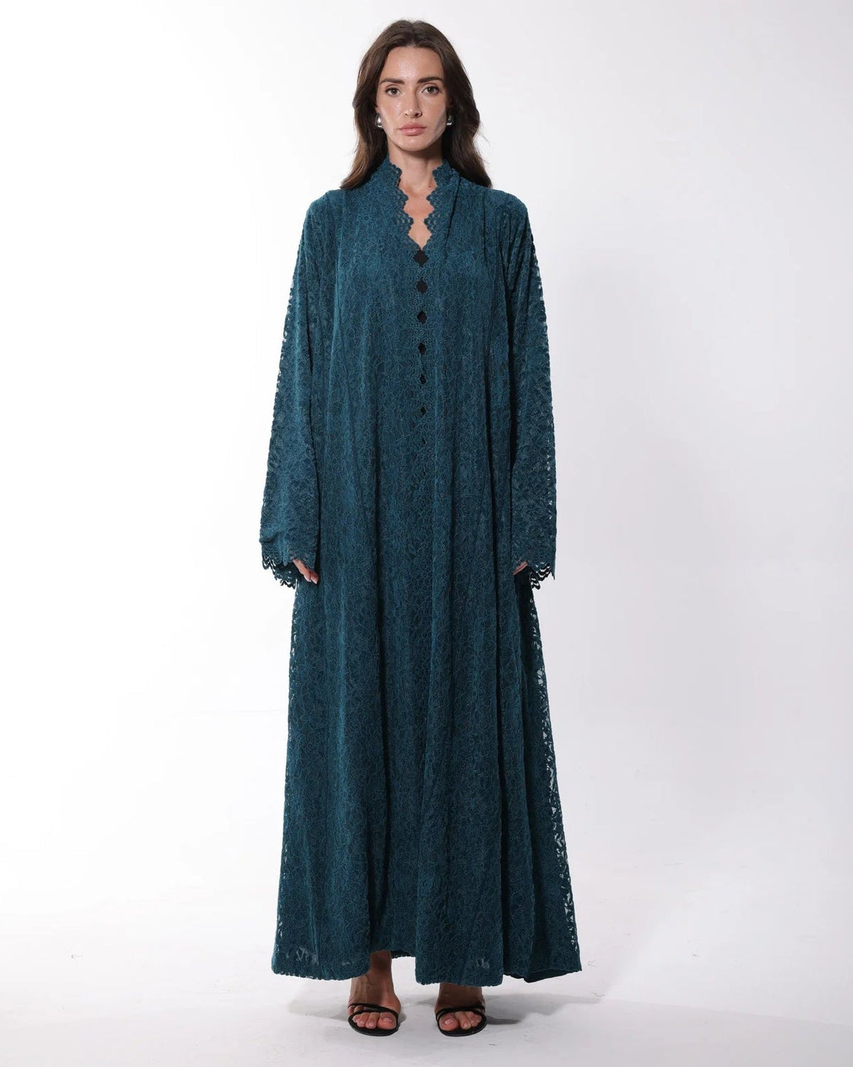 S 088 - Teal Velvet Abaya - MIRA Y MANO