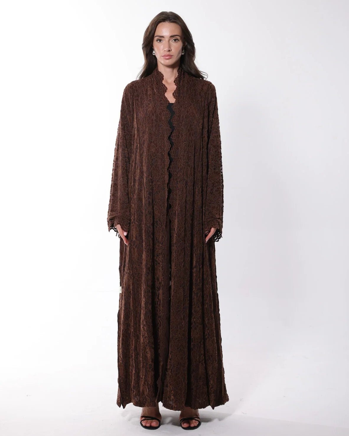 S 089 - Brown Velvet Abaya - MIRA Y MANO