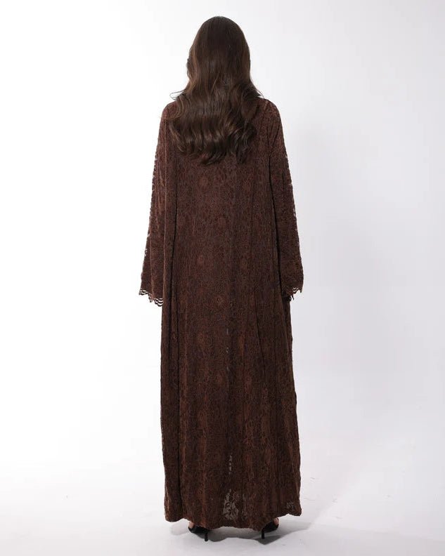 S 089 - Brown Velvet Abaya - MIRA Y MANO