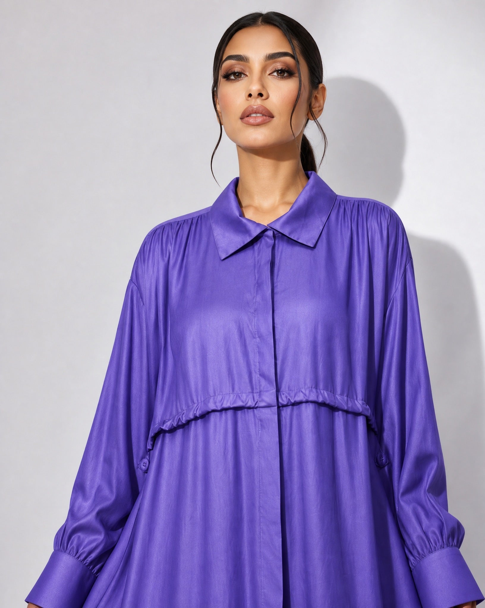 LA01192-PU – Purple Polyester Abaya - LAILA AL AWADHI - MIRA Y MANO