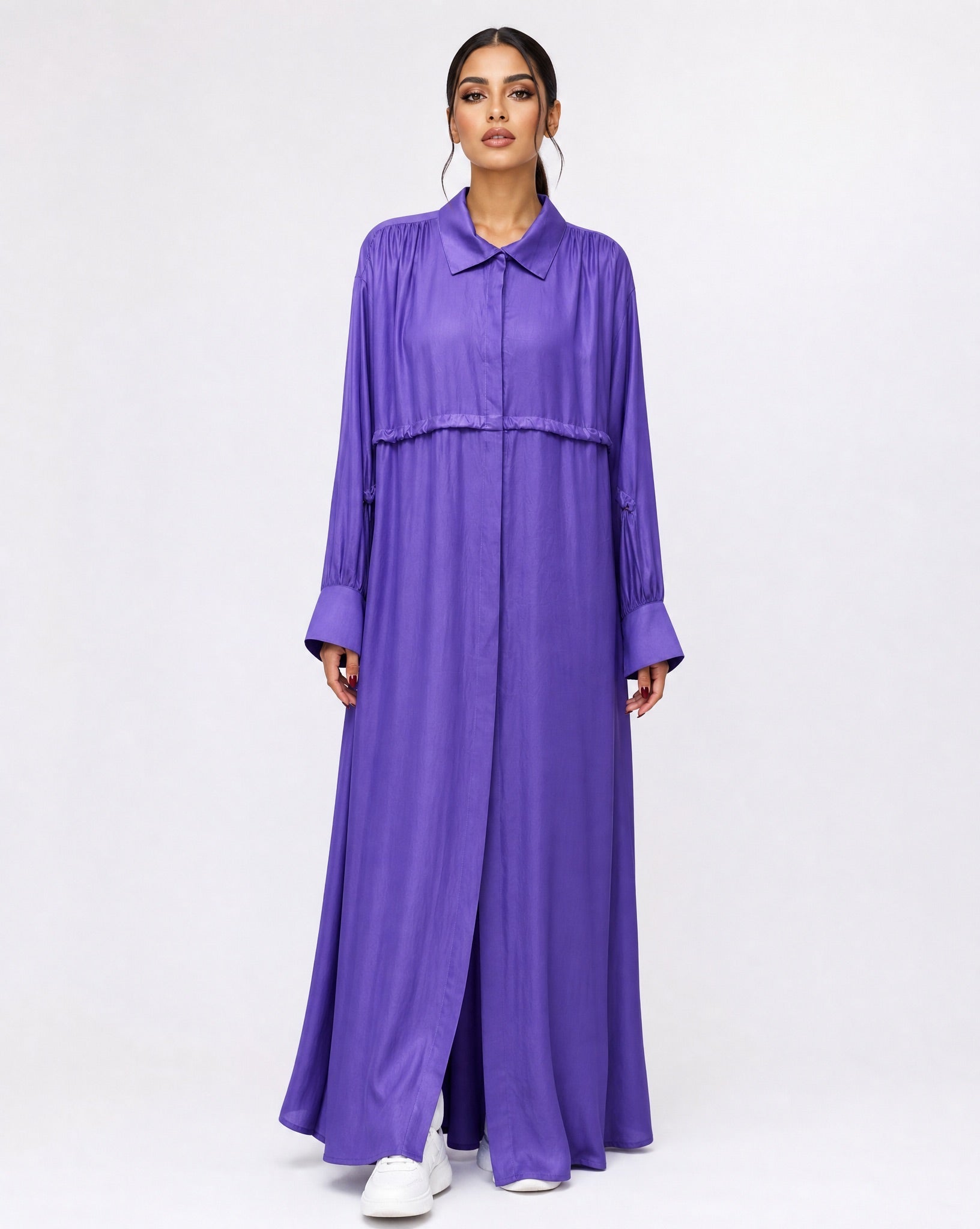LA01192-PU – Purple Polyester Abaya - LAILA AL AWADHI - MIRA Y MANO