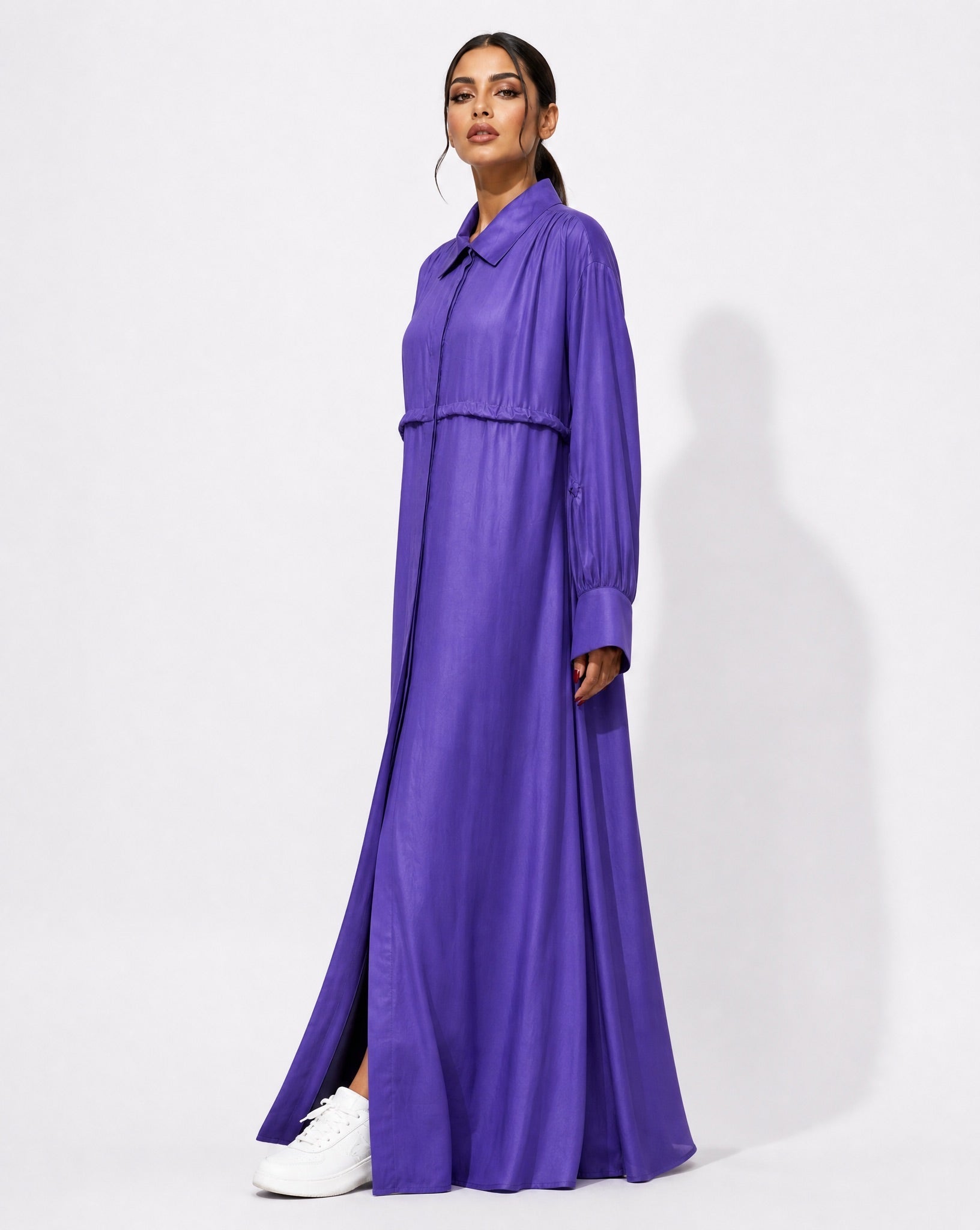 LA01192-PU – Purple Polyester Abaya - LAILA AL AWADHI - MIRA Y MANO