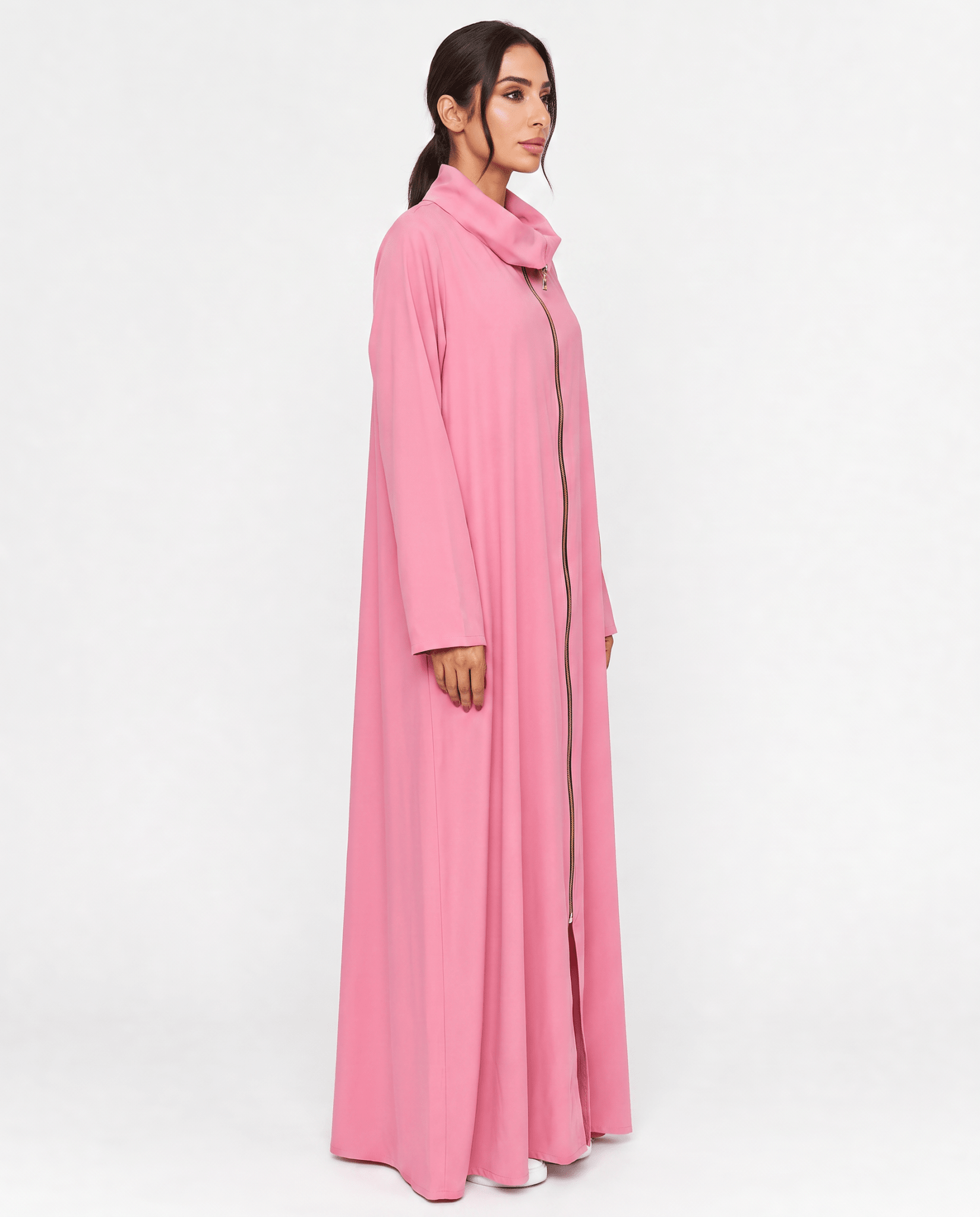LA01196-PI – Pink Silk Cotton Abaya - LAILA AL AWADHI - MIRA Y MANO