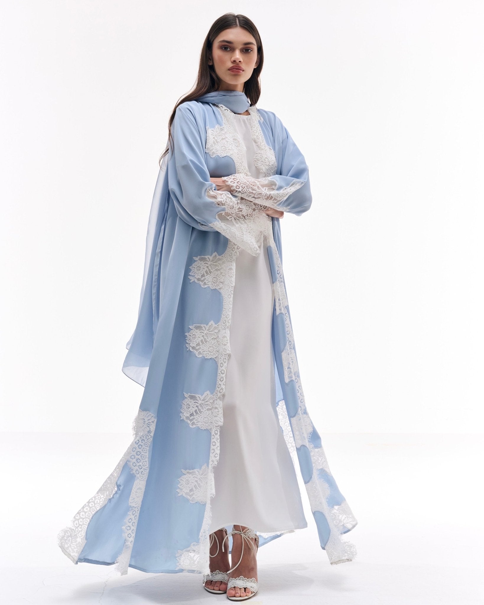 ICE BLUE – Sky Blue Crepe Abaya - LARA FASHION - MIRA Y MANO