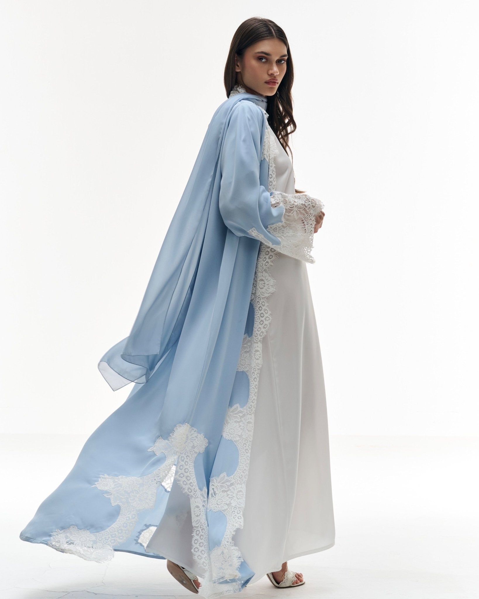 ICE BLUE – Sky Blue Crepe Abaya - LARA FASHION - MIRA Y MANO
