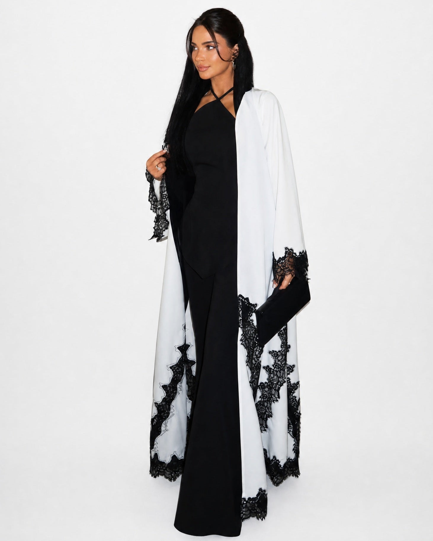 The Fatma – White Crepe Abaya - LARA FASHION - MIRA Y MANO