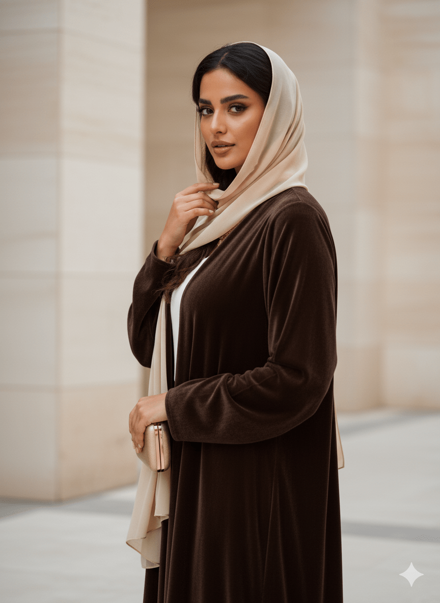 LOOK7 - BR ABAYA VELVET - LAYERS - ALI - MIRA Y MANO