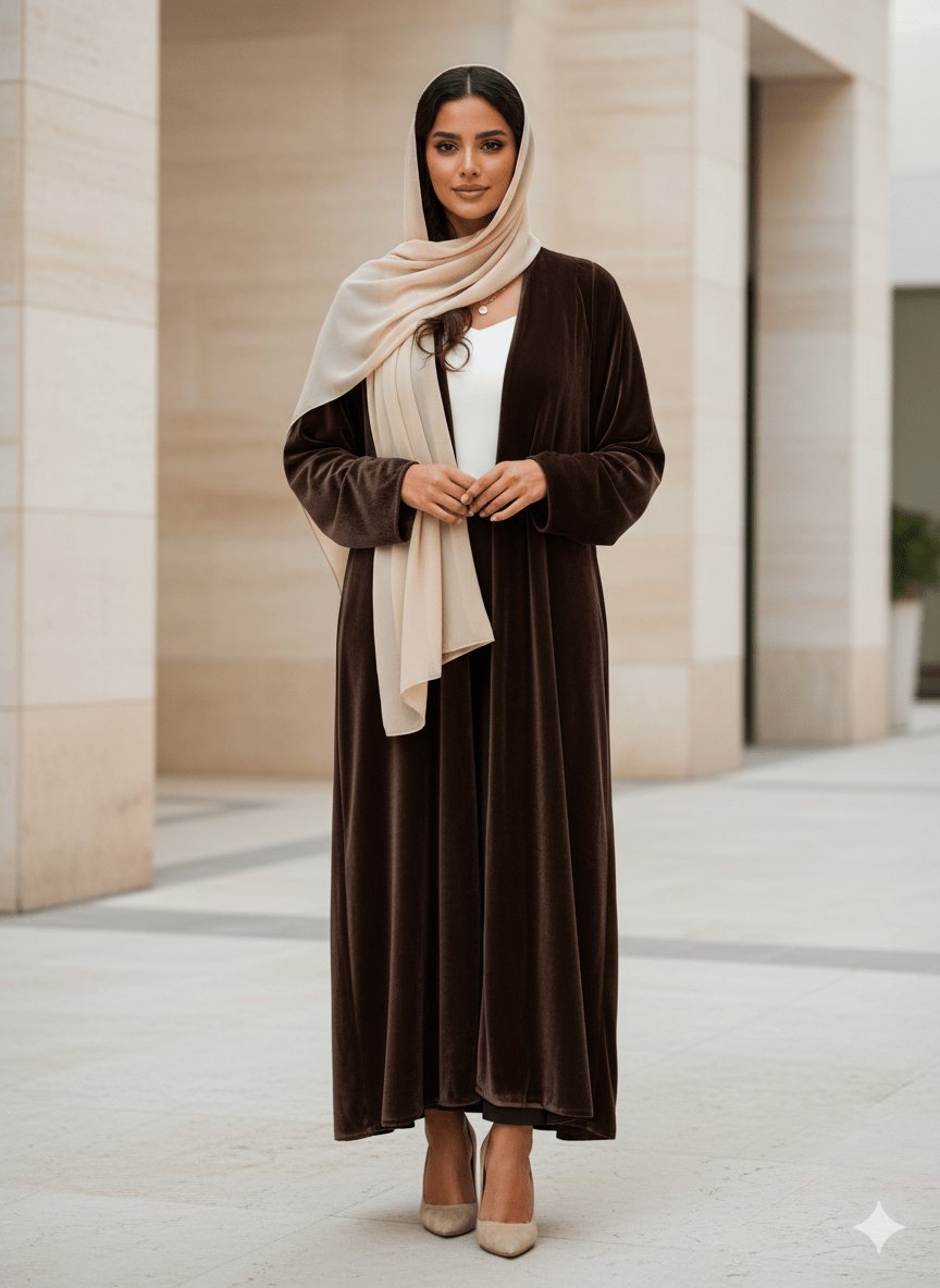 LOOK7 - BR ABAYA VELVET - LAYERS - ALI - MIRA Y MANO