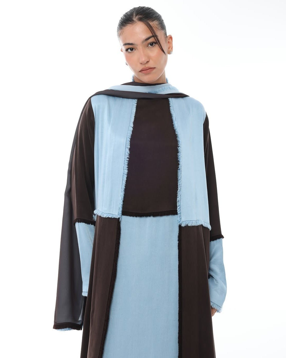 LE021-BLR - Brown Washed Silk Abaya Set - LEGACY - MIRA Y MANO
