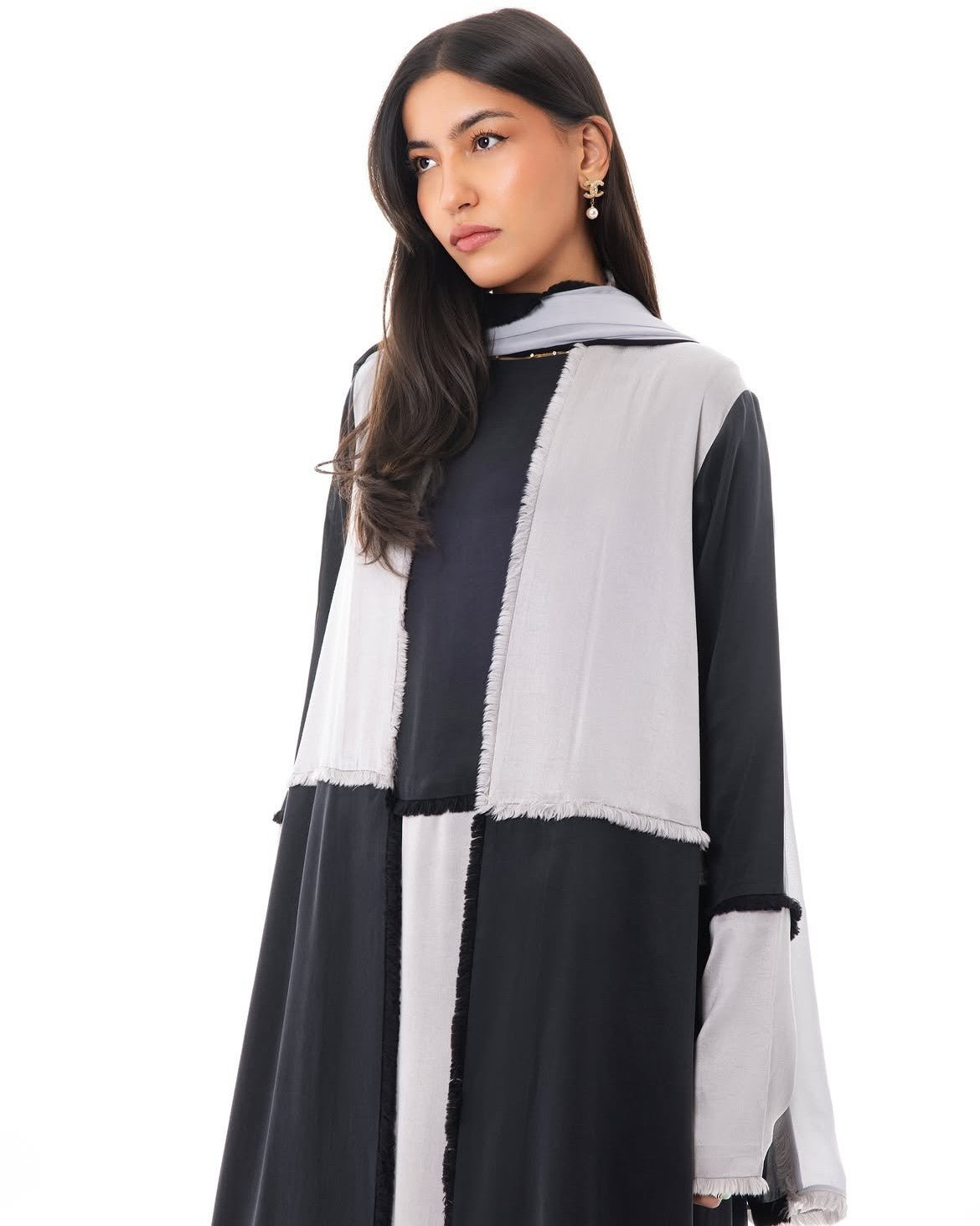 LE021-GY - Gray Washed Silk Abaya Set - LEGACY - MIRA Y MANO