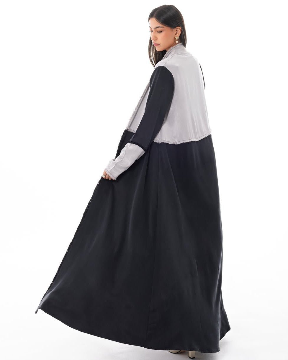 LE021-GY - Gray Washed Silk Abaya Set - LEGACY - MIRA Y MANO