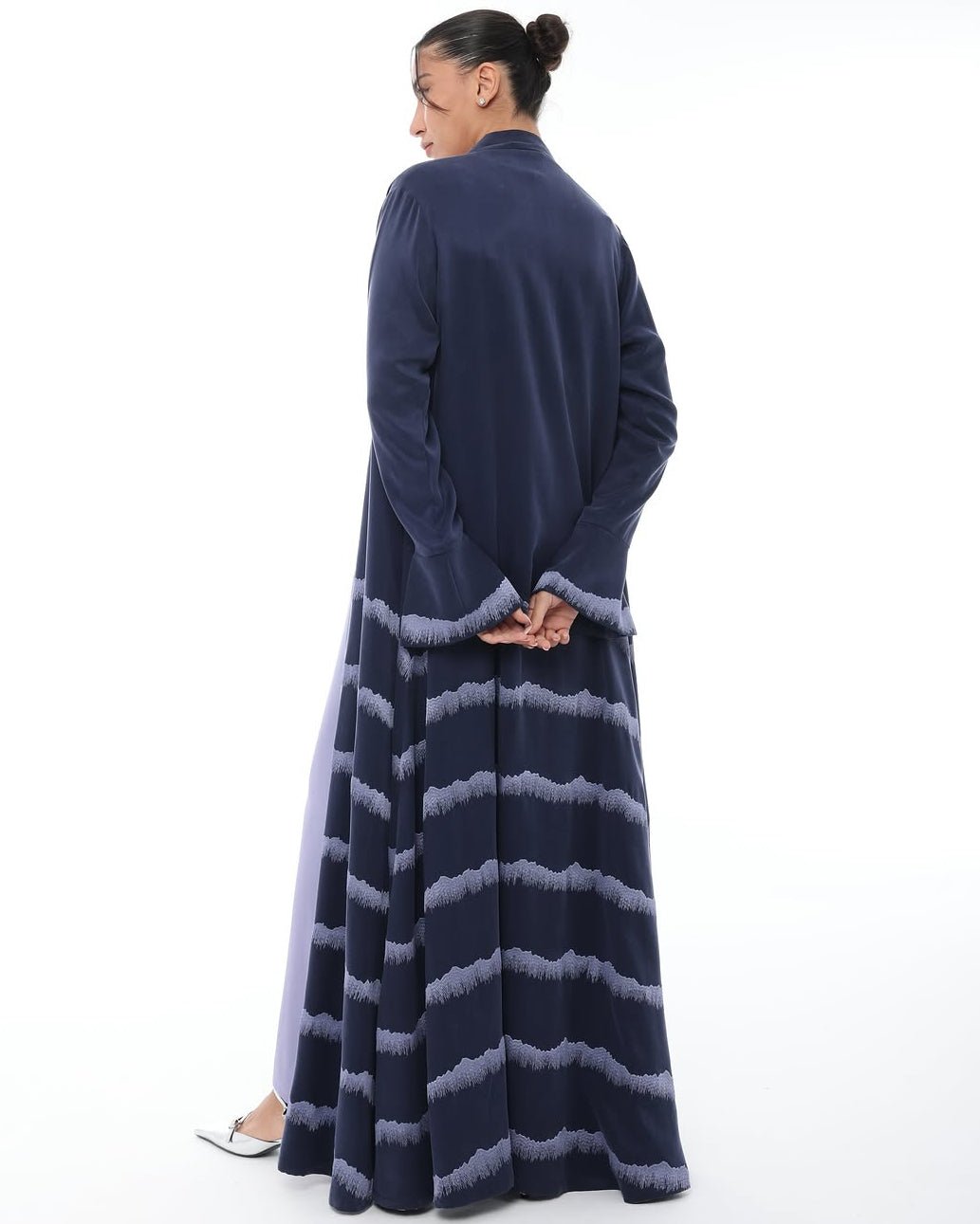 LE022-SB - Dark Slate Blue Washed Silk Abaya Set - LEGACY - MIRA Y MANO