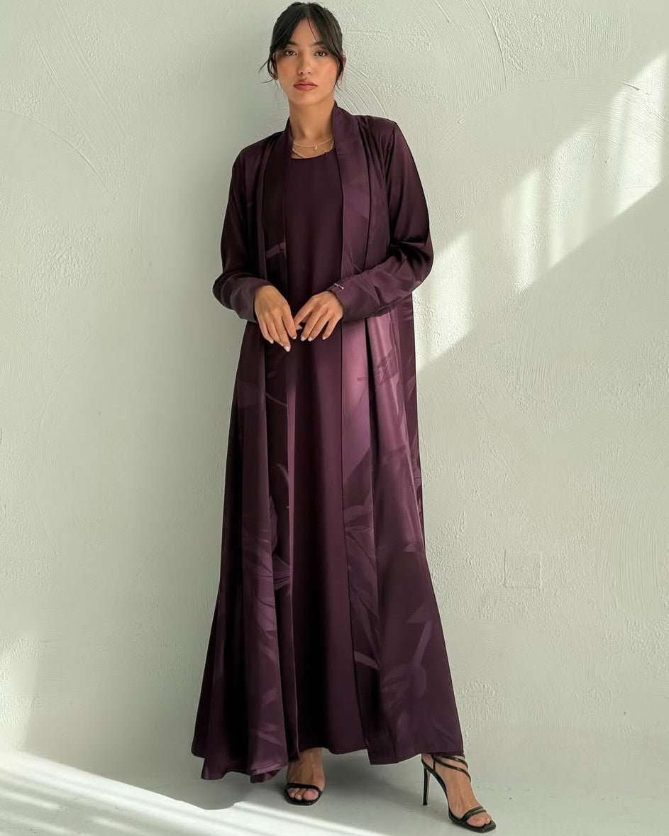 PURPLE ITALIAN SILK ABAYA SET - LEGACY - MIRA Y MANO