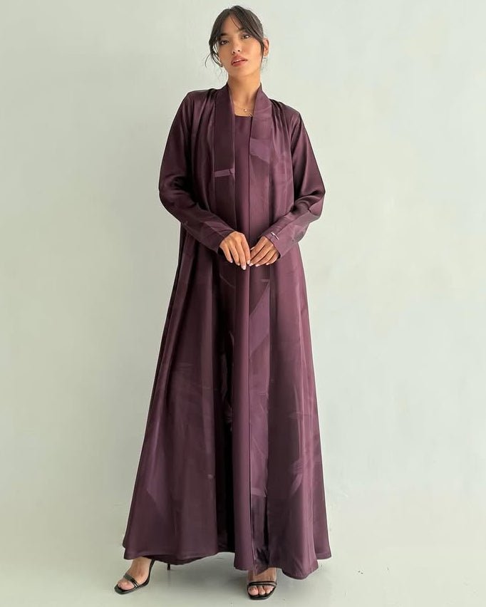PURPLE ITALIAN SILK ABAYA SET - LEGACY - MIRA Y MANO