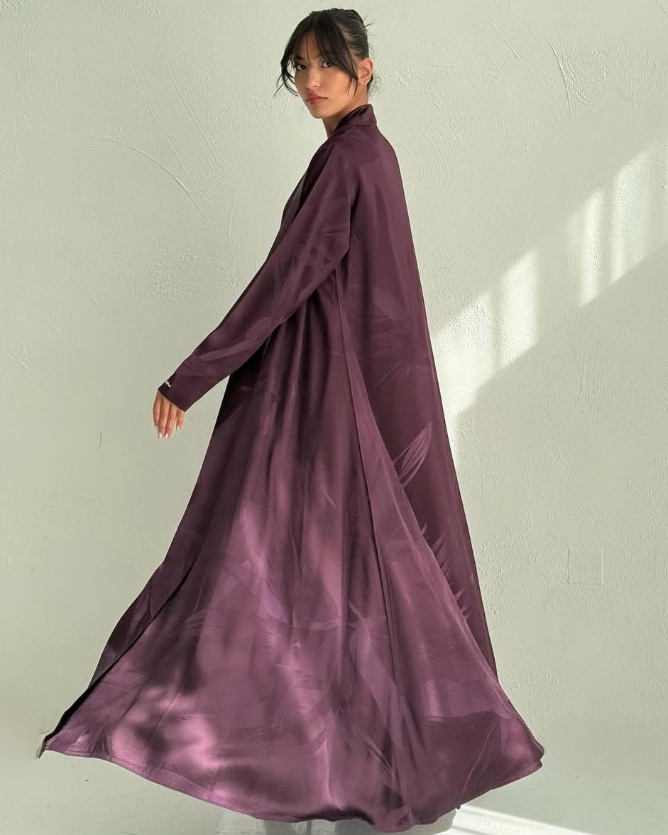 PURPLE ITALIAN SILK ABAYA SET - LEGACY - MIRA Y MANO