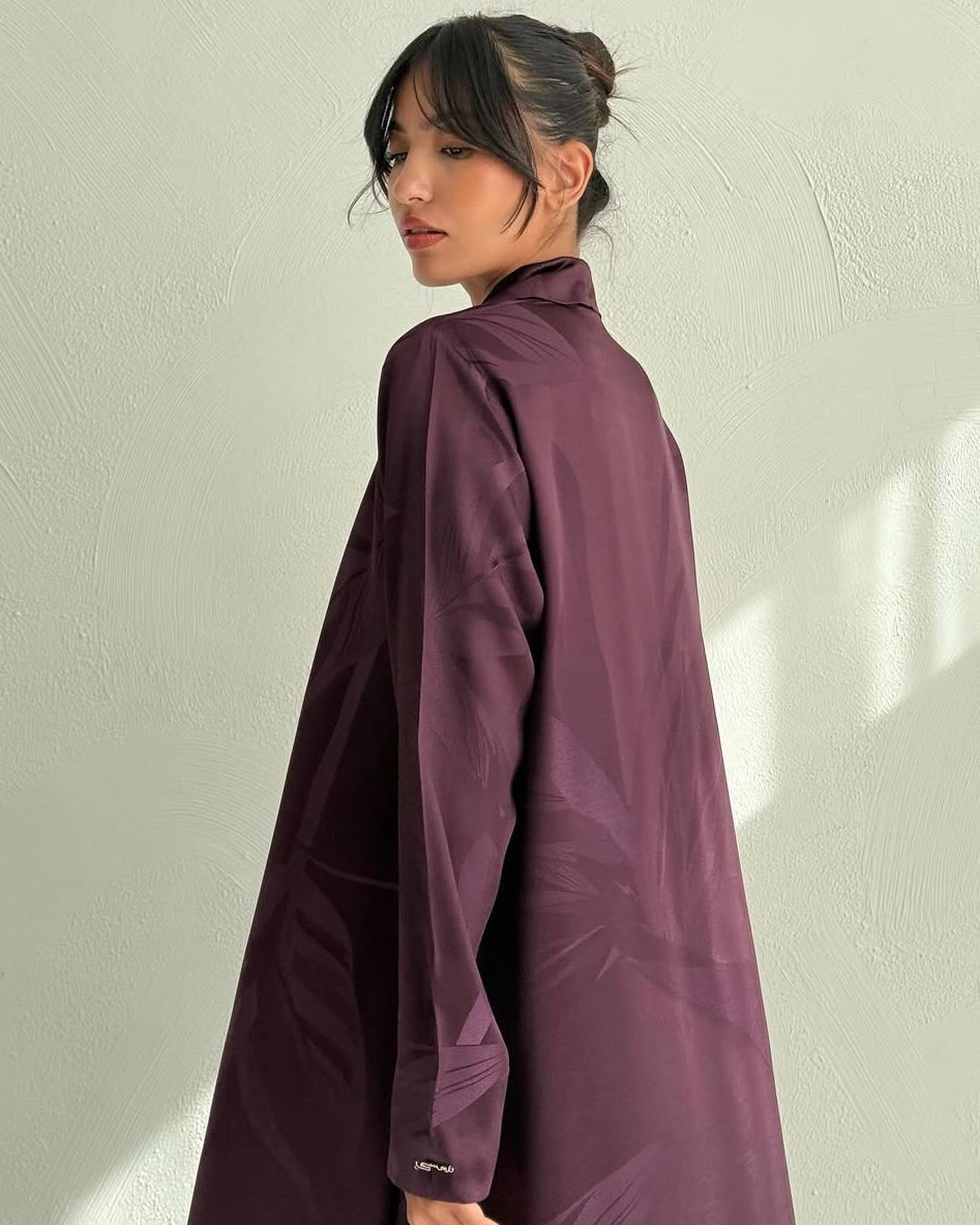 PURPLE ITALIAN SILK ABAYA SET - LEGACY - MIRA Y MANO