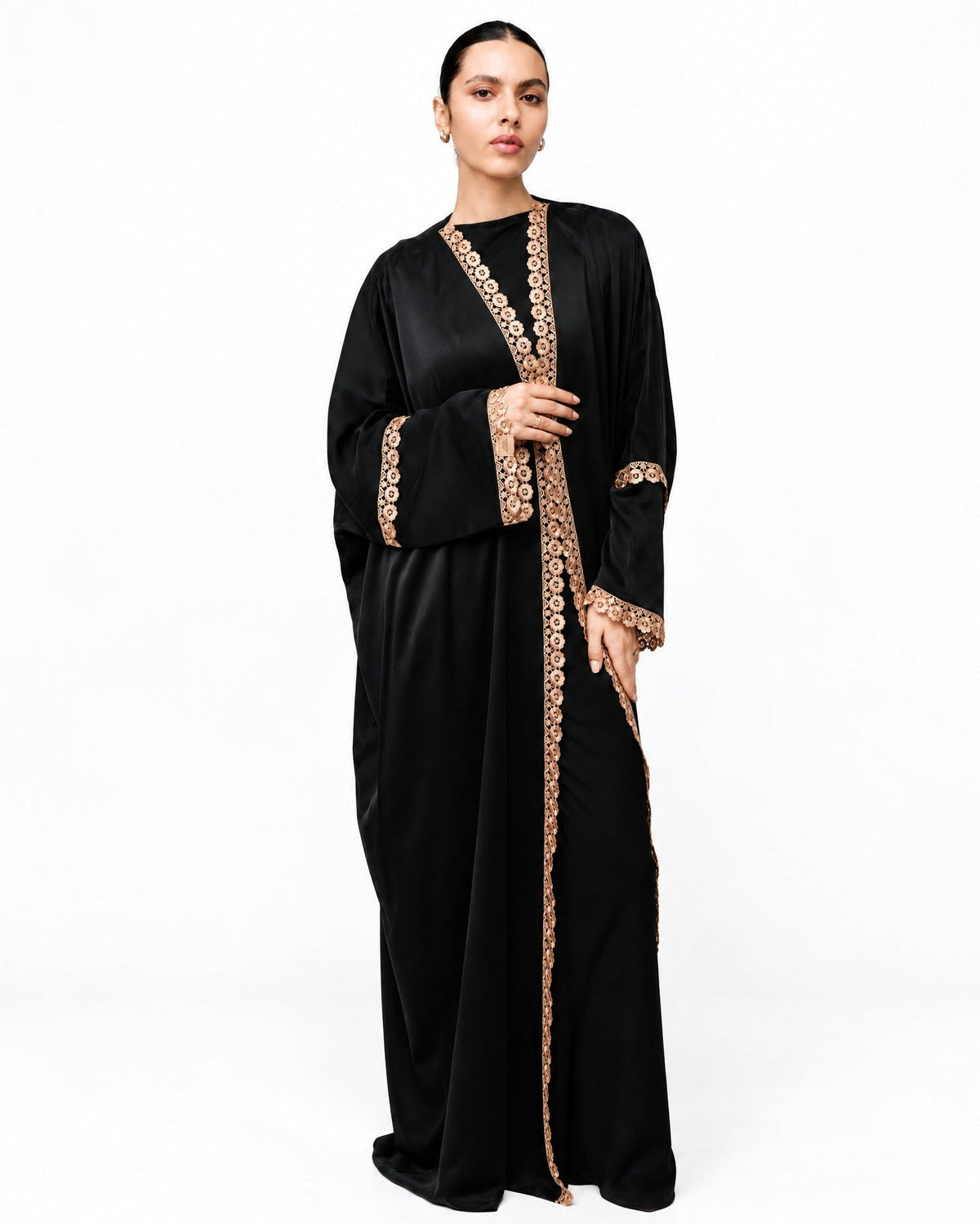 Razan – Black Silk Abaya - LOVAH - MIRA Y MANO