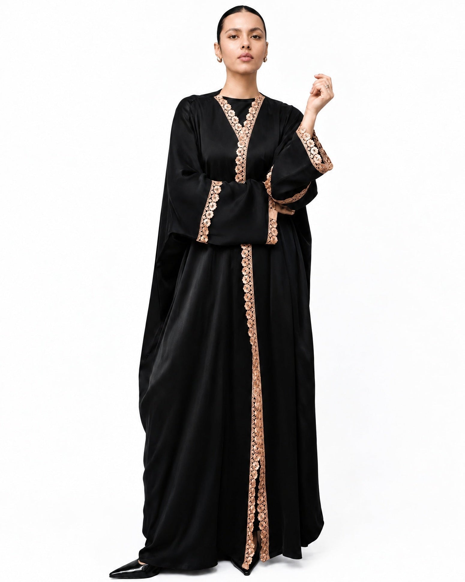 Razan – Black Silk Abaya - LOVAH - MIRA Y MANO