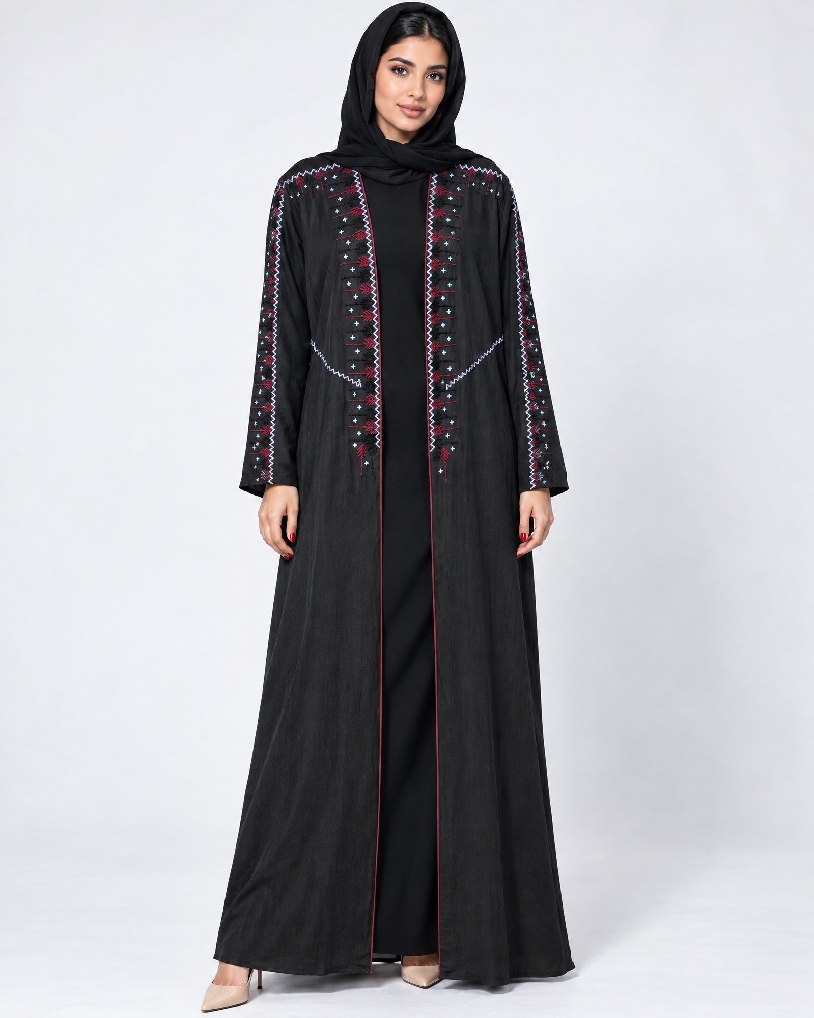 105-Black Washed Silk Abaya - LULU LINE - MIRA Y MANO