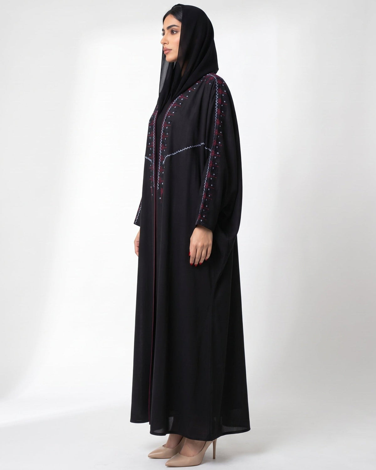 105-Black Washed Silk Abaya - LULU LINE - MIRA Y MANO