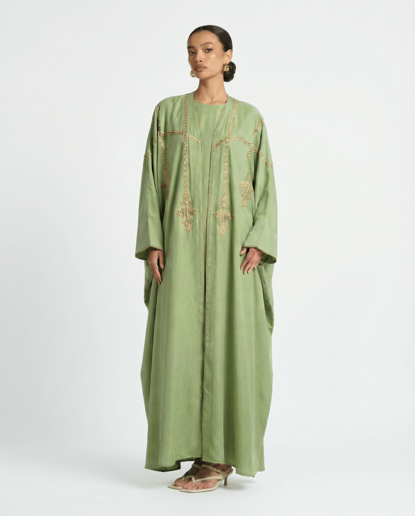 green emerald velvet dress Designer Wedding Dress Crystal Embroidered Kaftan in Dark Green Velvet