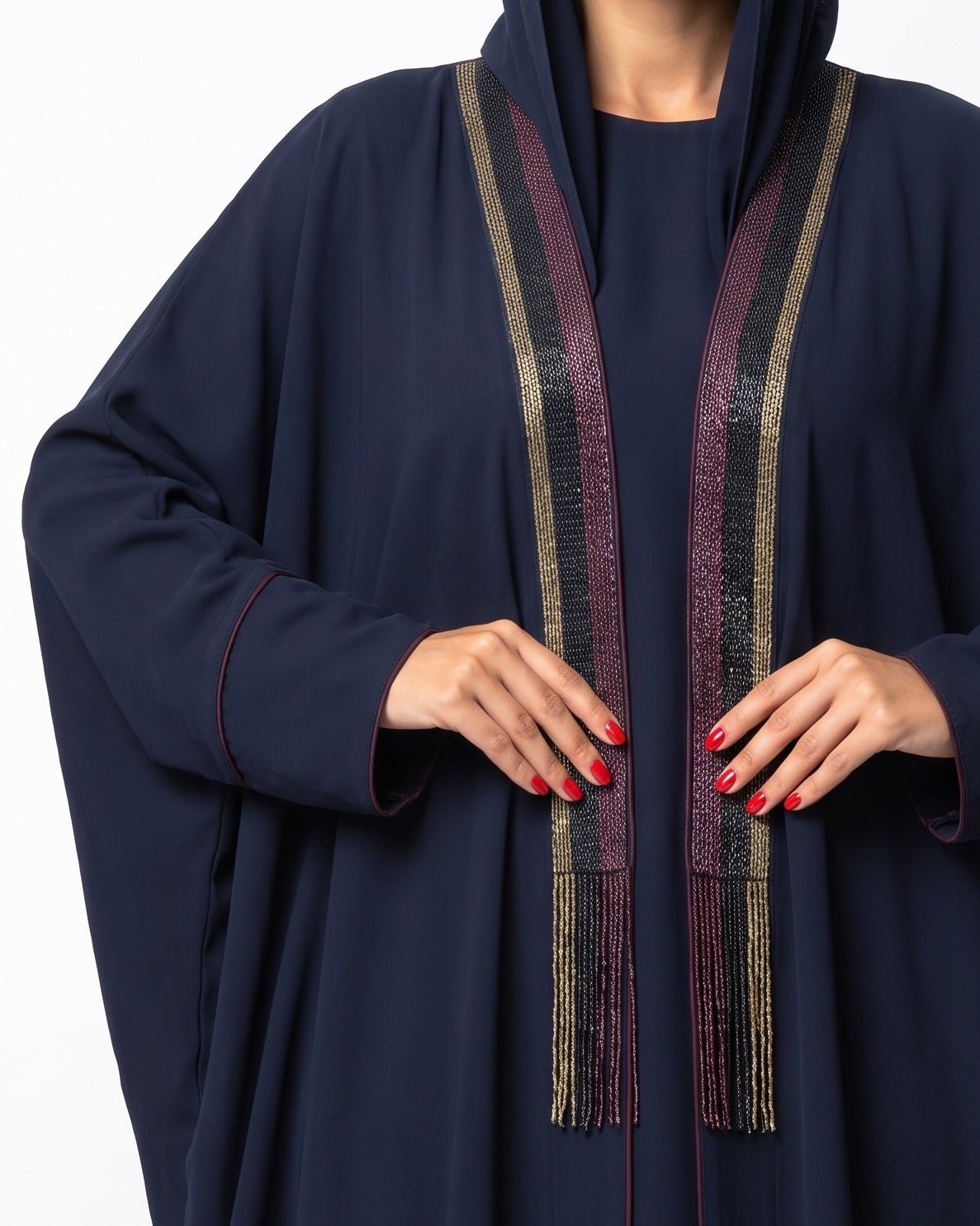 111101013 – Dark Blue Crepe Abaya - LULU LINE - MIRA Y MANO