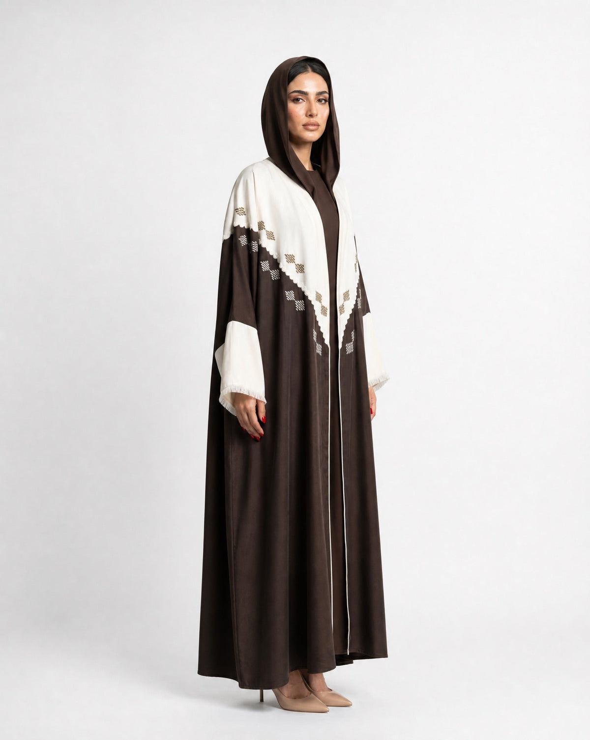 111101017 – Brown Washed Silk Abaya - LULU LINE - MIRA Y MANO