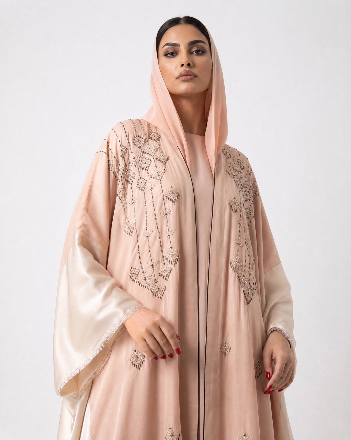 111101018 – Coral Washed Silk Abaya - LULU LINE - MIRA Y MANO