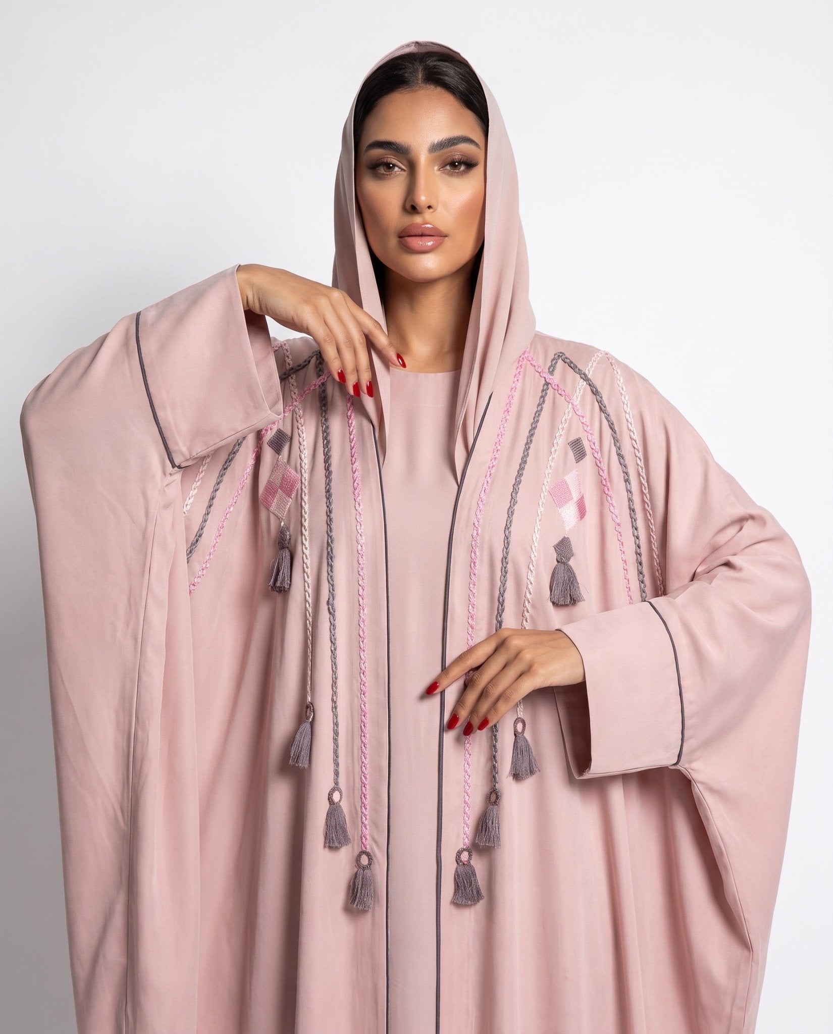 11110107 – Pink Washed Silk Abaya - LULU LINE - MIRA Y MANO