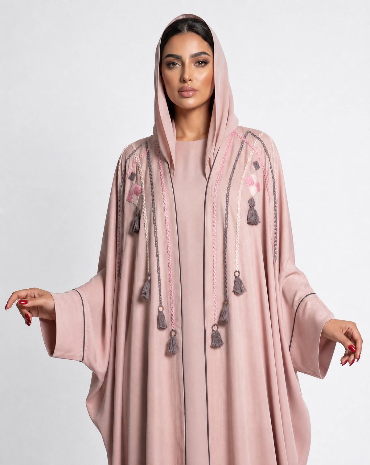 11110107 – Pink Washed Silk Abaya - LULU LINE - MIRA Y MANO