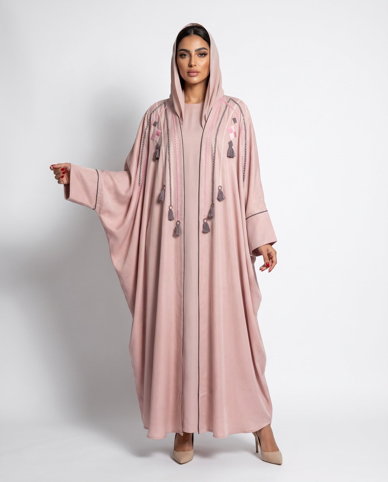11110107 – Pink Washed Silk Abaya - LULU LINE - MIRA Y MANO