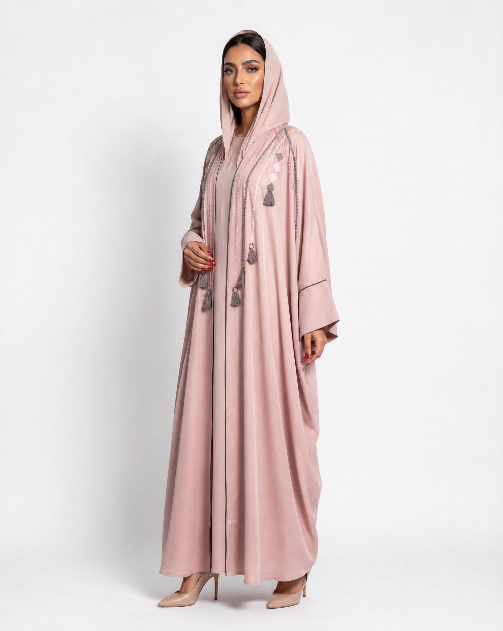11110107 – Pink Washed Silk Abaya - LULU LINE - MIRA Y MANO