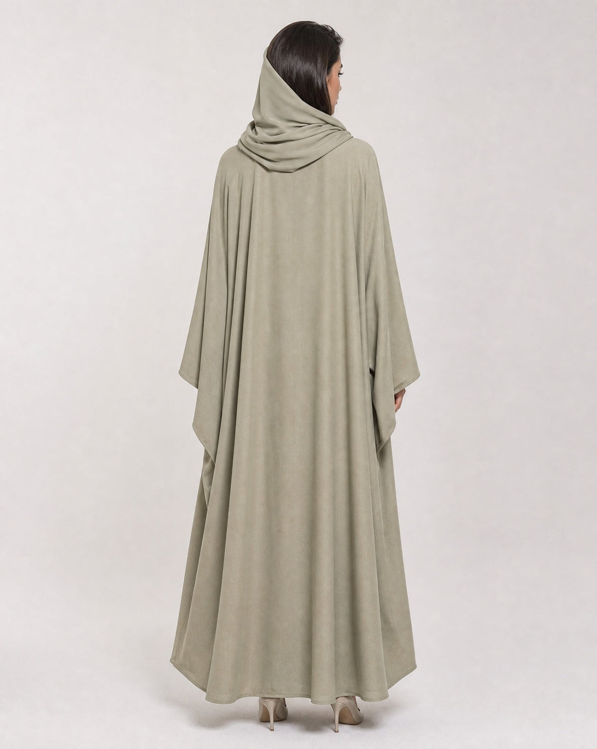 1111028 – Olive Silk Abaya – Product image 3