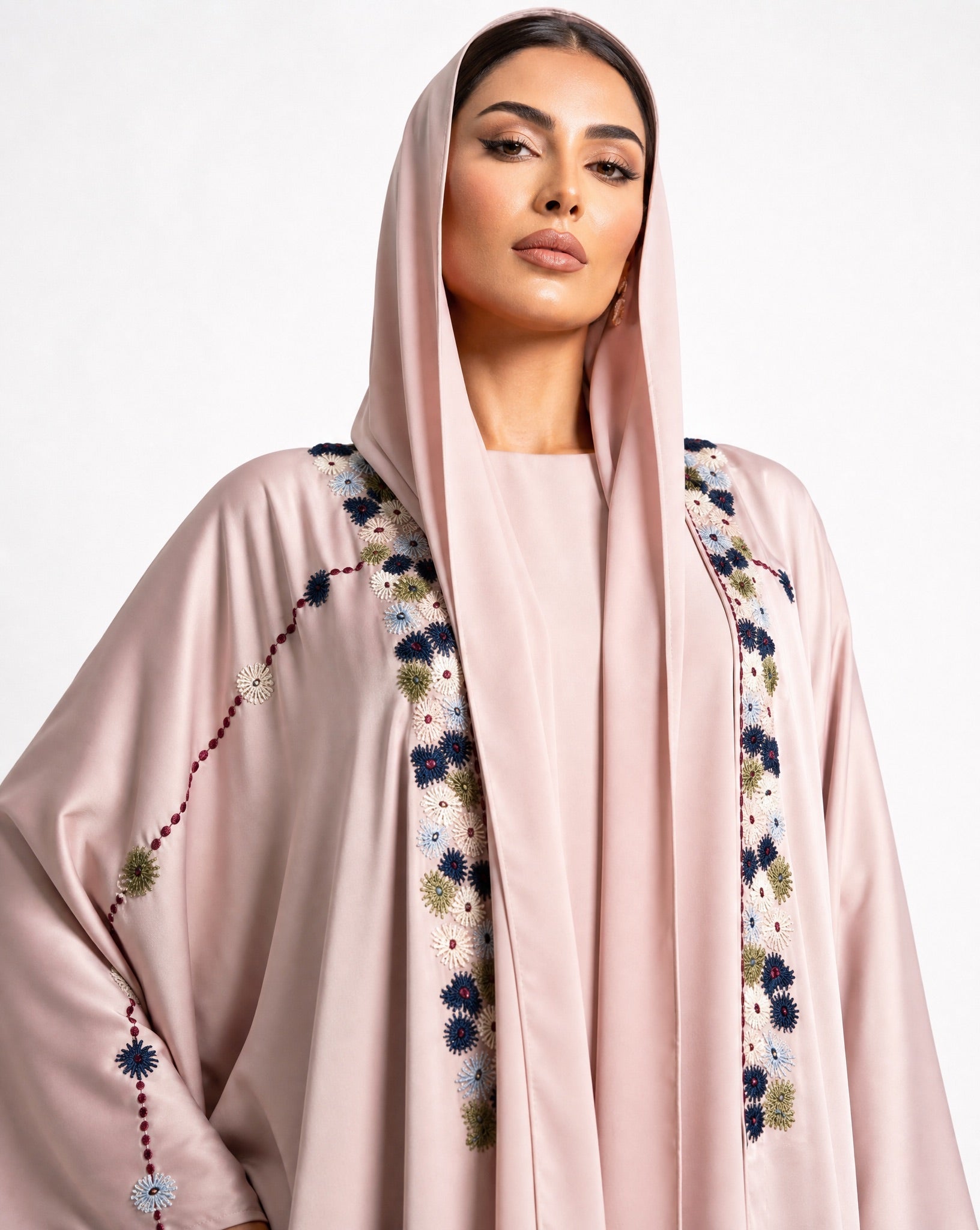 1111079 – Light Pink Silk Abaya - LULU LINE - MIRA Y MANO