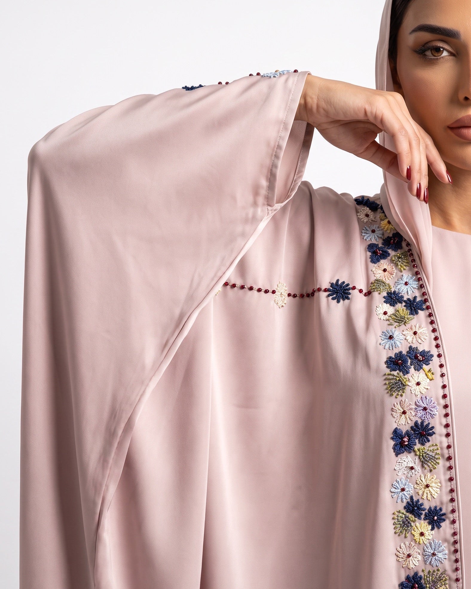 1111079 – Light Pink Silk Abaya - LULU LINE - MIRA Y MANO