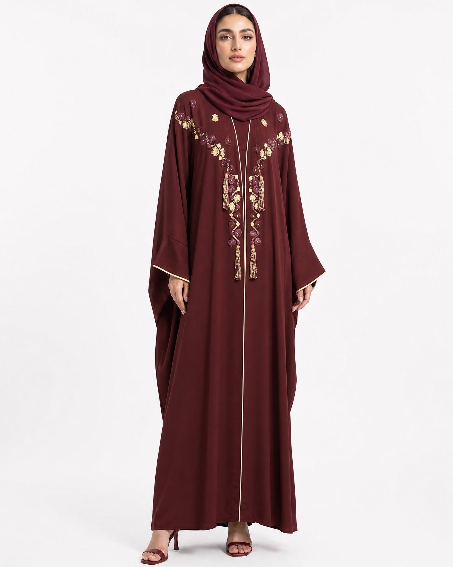1111083 – Maroon Crepe Abaya - LULU LINE - MIRA Y MANO