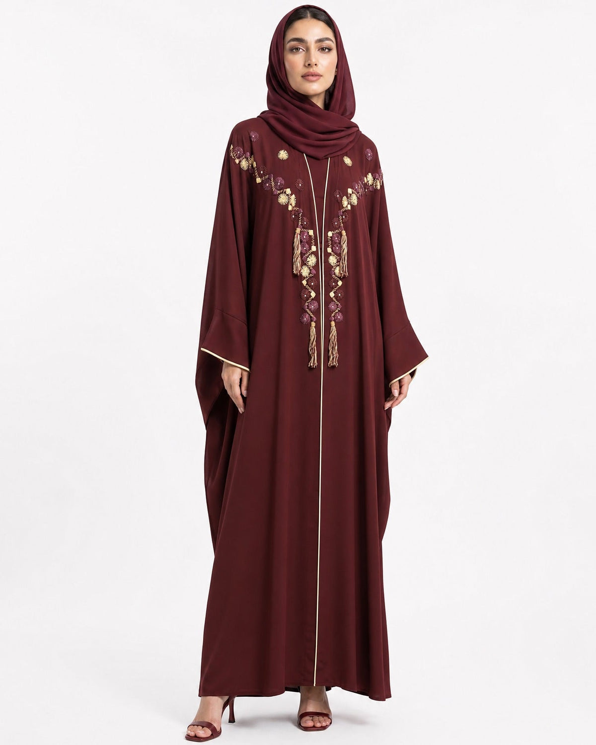 1111083 – Maroon Crepe Abaya – Product image 1