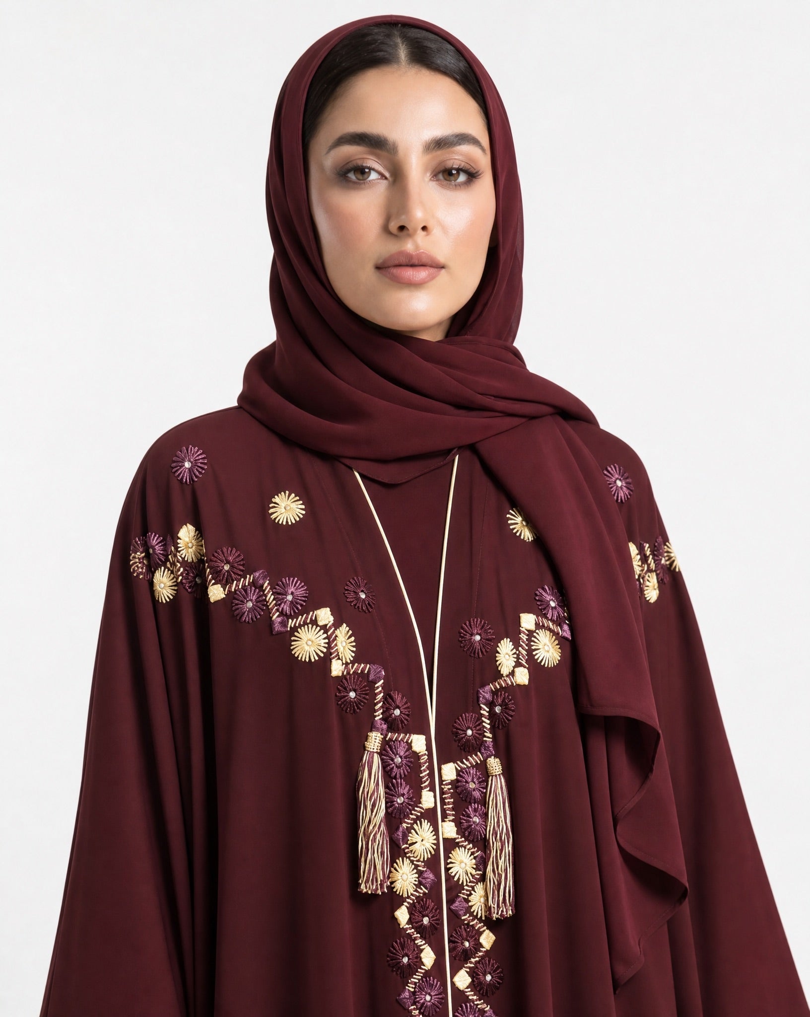 1111083 – Maroon Crepe Abaya - LULU LINE - MIRA Y MANO