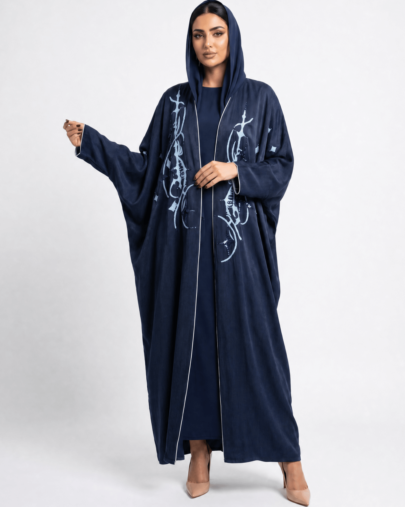 1111086 – Navy Washed Silk Abaya - LULU LINE - MIRA Y MANO