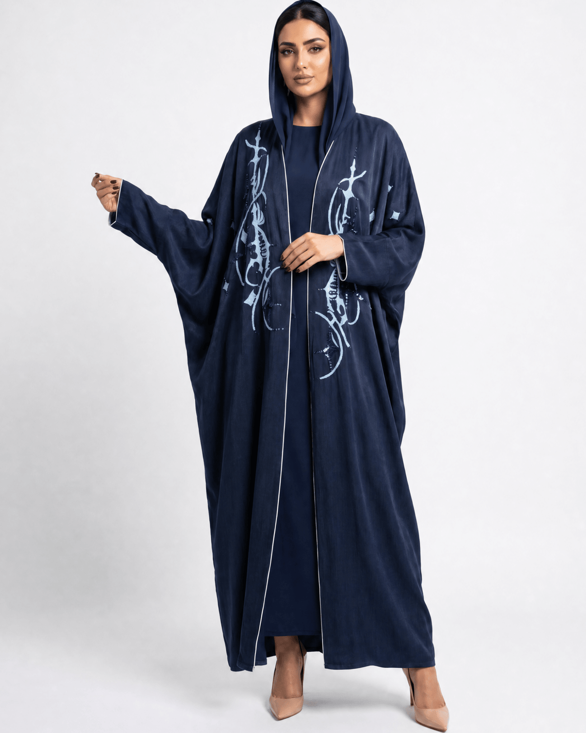 1111086 – Navy Washed Silk Abaya – Product image 1