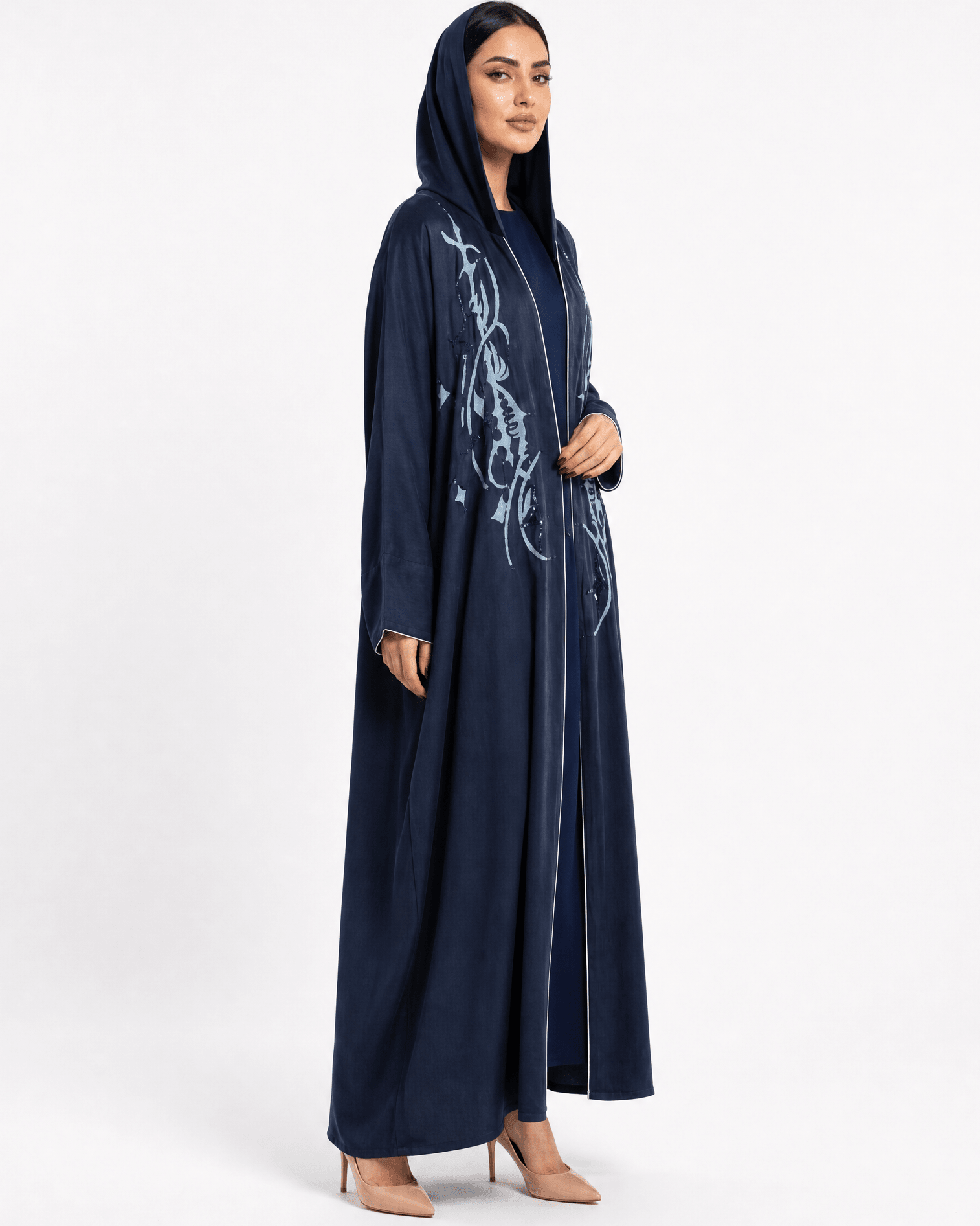 1111086 – Navy Washed Silk Abaya - LULU LINE - MIRA Y MANO