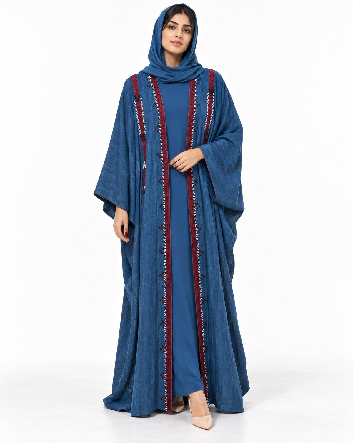 134 – Teal Washed Silk Abaya - MIRA Y MANO