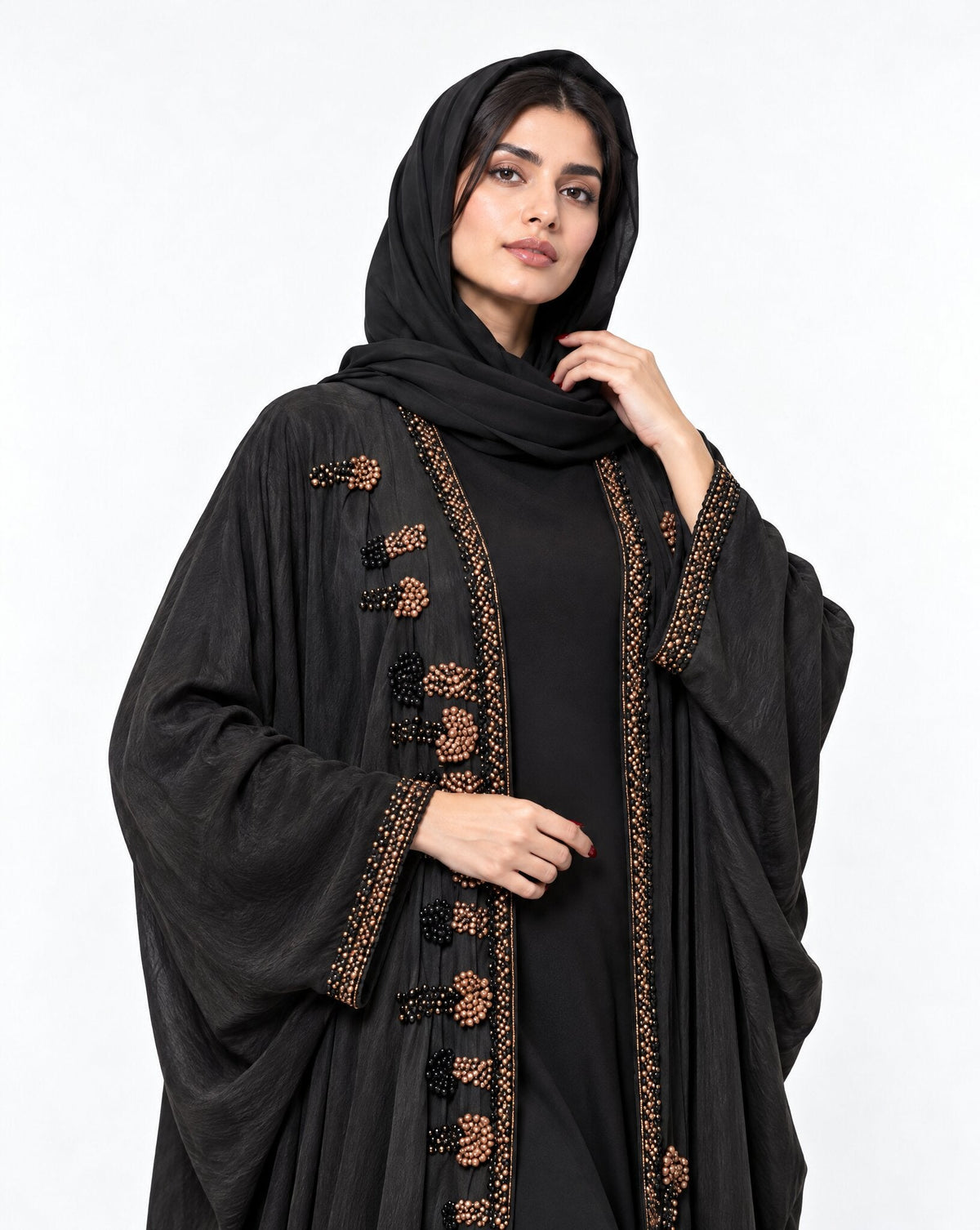 135 – Black Washed Silk Abaya - MIRA Y MANO