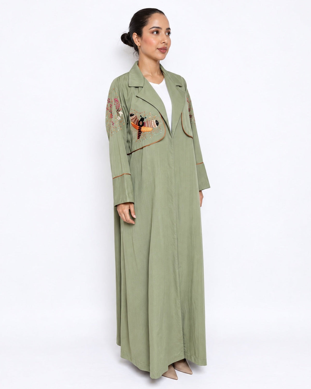THE BUTTERFLY OLIVE ABAYA - LUMAN ABAYAS - MIRA Y MANO